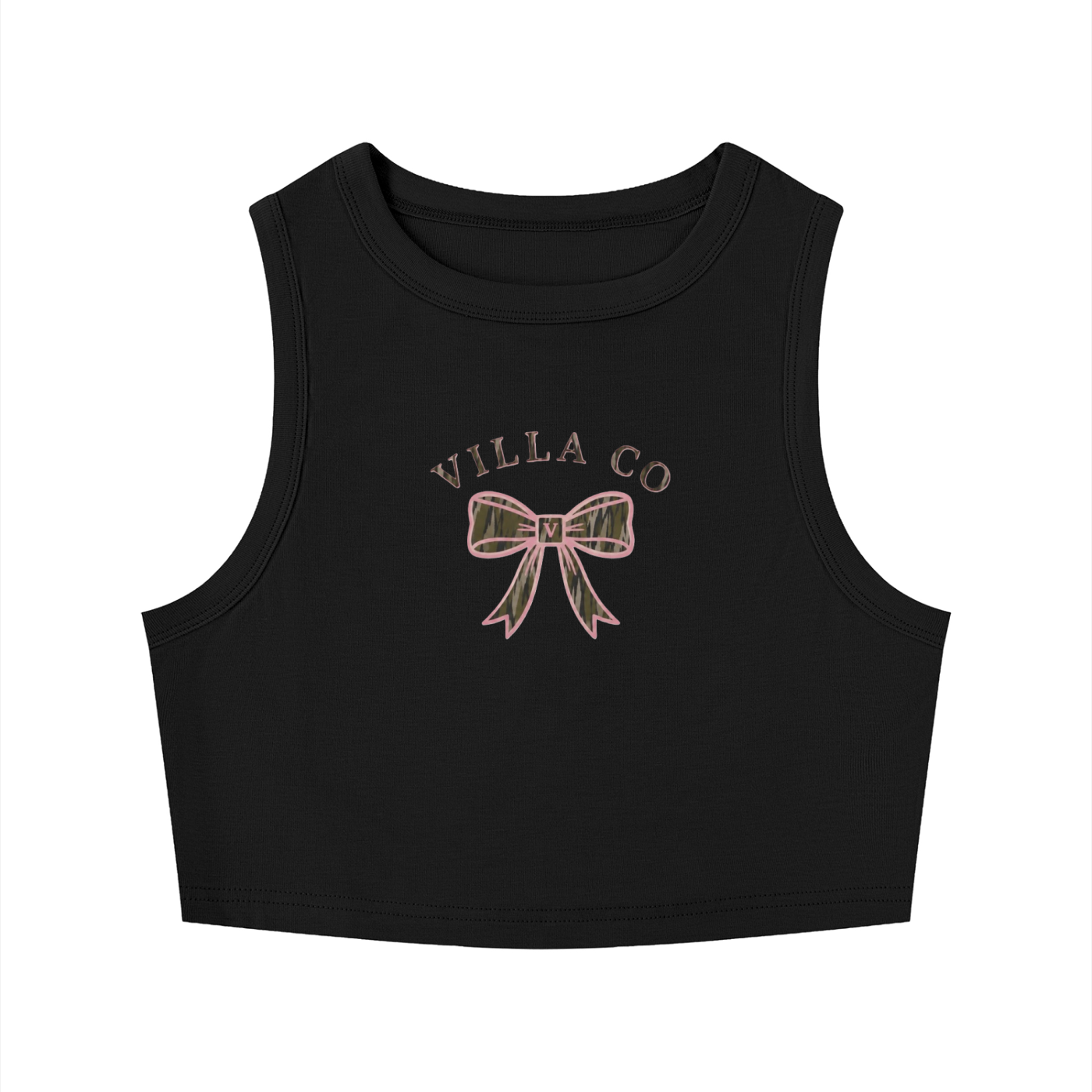 Women's villa co bow tie Tight Crewneck Crop Tank Top